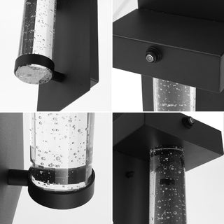 Horizone 5.5" Minimalist Industrial Iron/Glass Seeded Glass with Dusk-to-Dawn Sensor Integrated LED Outdoor Sconce - JONATHAN Y