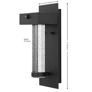 Horizone 5.5" Minimalist Industrial Iron/Glass Seeded Glass with Dusk-to-Dawn Sensor Integrated LED Outdoor Sconce - JONATHAN Y