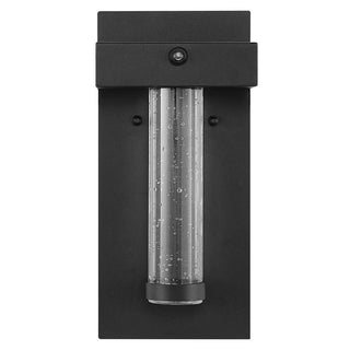 Horizone 5.5" Minimalist Industrial Iron/Glass Seeded Glass with Dusk-to-Dawn Sensor Integrated LED Outdoor Sconce - JONATHAN Y