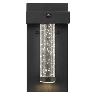 Horizone 5.5" Minimalist Industrial Iron/Glass Seeded Glass with Dusk-to-Dawn Sensor Integrated LED Outdoor Sconce - JONATHAN Y