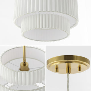 Boden 14.5" 1-Light Vintage Mid-Century Iron LED Pendant with Pleated Shade - JONATHAN Y