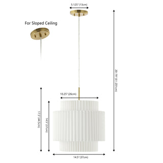 Boden 14.5" 1-Light Vintage Mid-Century Iron LED Pendant with Pleated Shade - JONATHAN Y