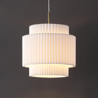 Boden 14.5" 1-Light Vintage Mid-Century Iron LED Pendant with Pleated Shade - JONATHAN Y