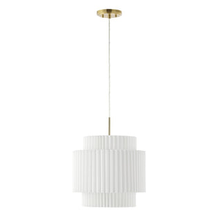 Boden 14.5" 1-Light Vintage Mid-Century Iron LED Pendant with Pleated Shade - JONATHAN Y