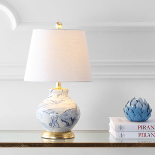 Holly 20.5" Marbleized Ceramic LED Table Lamp - JONATHAN Y