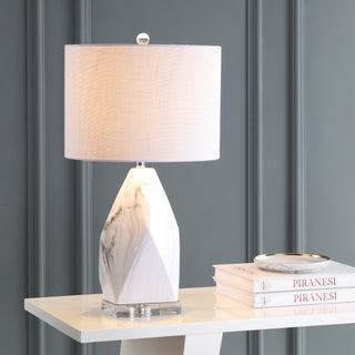Oslo 25.5" Ceramic Marble/Crystal LED Table Lamp - JONATHAN Y