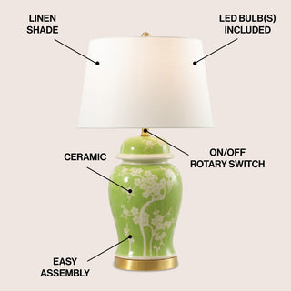 Gracie 29.5" Ginger Jar Ceramic/Metal LED Table Lamp - JONATHAN Y