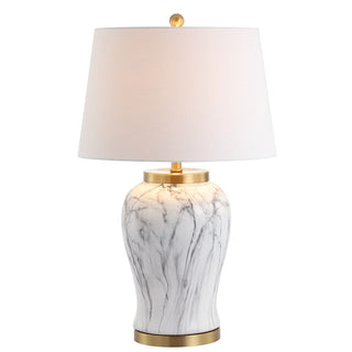 Prague 28" Ceramic Marble LED Table Lamp - JONATHAN Y