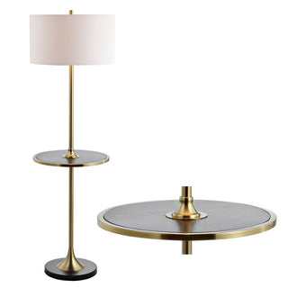 Luce 59" Metal/Wood LED Floor Lamp with Table - JONATHAN Y