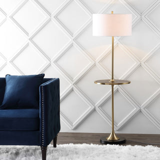 Luce 59" Metal/Wood LED Floor Lamp with Table - JONATHAN Y