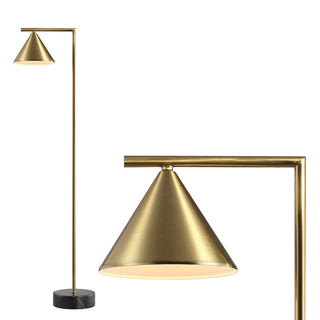 Chelsea 60" Metal/Marble Cone Shade LED Floor Lamp - JONATHAN Y