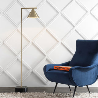 Chelsea 60" Metal/Marble Cone Shade LED Floor Lamp - JONATHAN Y