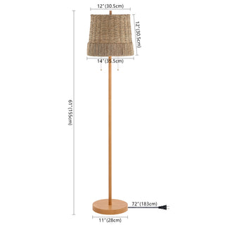 Ocata 61"  Coastal Bohemian Iron/Rattan LED Floor Lamp with Pull-Chain - JONATHAN Y