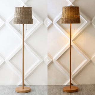 Ocata 61"  Coastal Bohemian Iron/Rattan LED Floor Lamp with Pull-Chain - JONATHAN Y