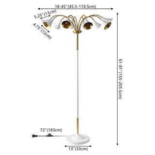 Vivian 61" 10-Light Mid-Century Modern Iron Medusa Multi Head LED Floor Lamp - JONATHAN Y