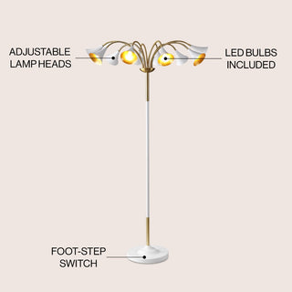 Vivian 61" 10-Light Mid-Century Modern Iron Medusa Multi Head LED Floor Lamp - JONATHAN Y