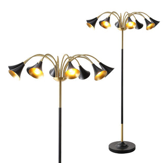 Vivian 61" 10-Light Mid-Century Modern Iron Medusa Multi Head LED Floor Lamp - JONATHAN Y