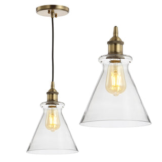 Goldwater 7.5" Adjustable Drop Metal/Glass LED Pendant - JONATHAN Y