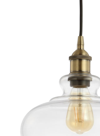 Wyatt 9.5" Adjustable Drop Pharmacy Metal/Glass LED Pendant - JONATHAN Y