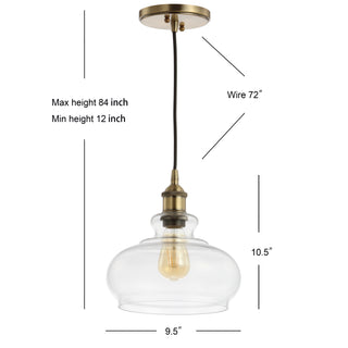 Wyatt 9.5" Adjustable Drop Pharmacy Metal/Glass LED Pendant - JONATHAN Y
