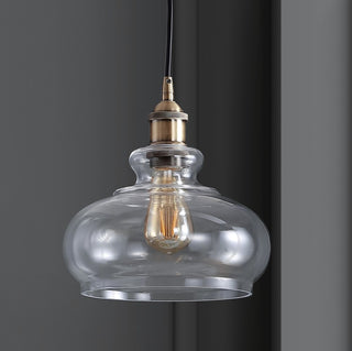 Wyatt 9.5" Adjustable Drop Pharmacy Metal/Glass LED Pendant - JONATHAN Y