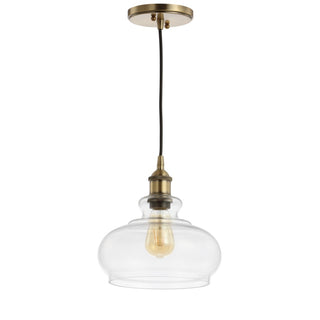 Wyatt 9.5" Adjustable Drop Pharmacy Metal/Glass LED Pendant - JONATHAN Y