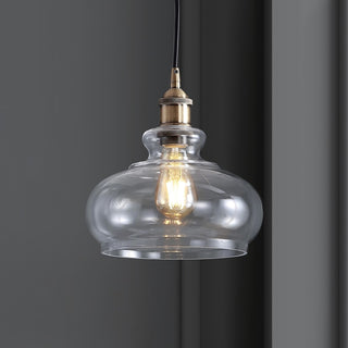 Wyatt 9.5" Adjustable Drop Pharmacy Metal/Glass LED Pendant - JONATHAN Y