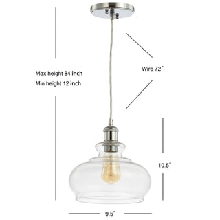 Wyatt 9.5" Adjustable Drop Pharmacy Metal/Glass LED Pendant - JONATHAN Y