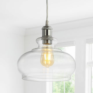 Wyatt 9.5" Adjustable Drop Pharmacy Metal/Glass LED Pendant - JONATHAN Y
