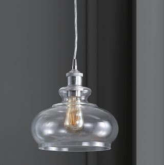 Wyatt 9.5" Adjustable Drop Pharmacy Metal/Glass LED Pendant - JONATHAN Y