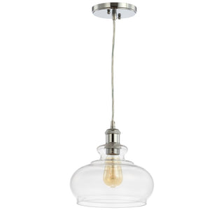 Wyatt 9.5" Adjustable Drop Pharmacy Metal/Glass LED Pendant - JONATHAN Y
