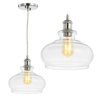Wyatt 9.5" Adjustable Drop Pharmacy Metal/Glass LED Pendant - JONATHAN Y