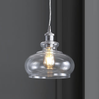 Wyatt 9.5" Adjustable Drop Pharmacy Metal/Glass LED Pendant - JONATHAN Y