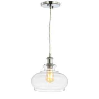 Wyatt 9.5" Adjustable Drop Pharmacy Metal/Glass LED Pendant - JONATHAN Y