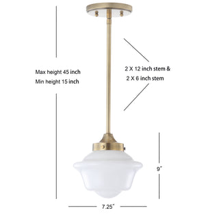 Kurtz School House Adjustable Drop Metal/Glass LED Pendant - JONATHAN Y