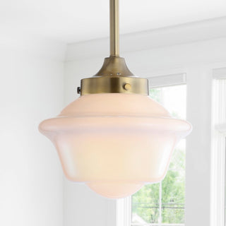 Kurtz School House Adjustable Drop Metal/Glass LED Pendant - JONATHAN Y