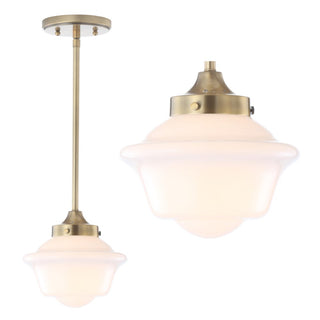 Kurtz School House Adjustable Drop Metal/Glass LED Pendant - JONATHAN Y