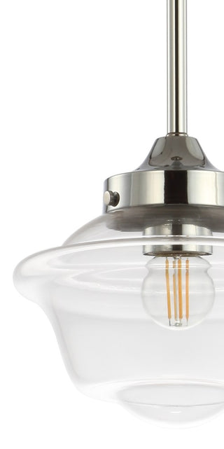 Kurtz School House Adjustable Drop Metal/Glass LED Pendant - JONATHAN Y