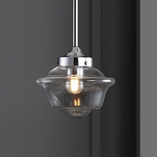 Kurtz School House Adjustable Drop Metal/Glass LED Pendant - JONATHAN Y