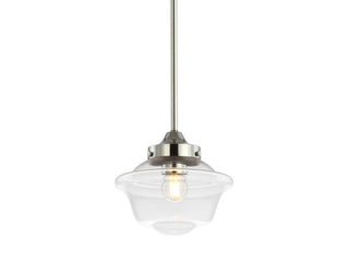 Kurtz School House Adjustable Drop Metal/Glass LED Pendant - JONATHAN Y