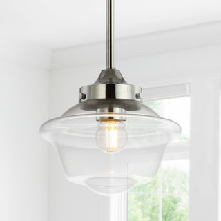 Kurtz School House Adjustable Drop Metal/Glass LED Pendant - JONATHAN Y