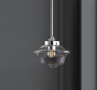Kurtz School House Adjustable Drop Metal/Glass LED Pendant - JONATHAN Y