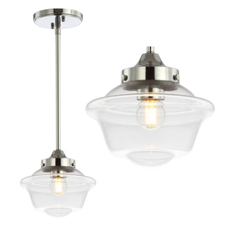 Kurtz School House Adjustable Drop Metal/Glass LED Pendant - JONATHAN Y