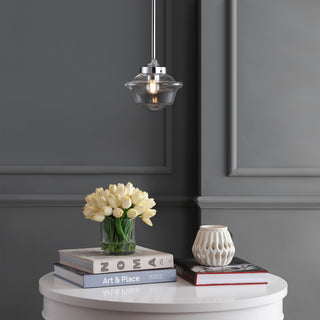 Kurtz School House Adjustable Drop Metal/Glass LED Pendant - JONATHAN Y