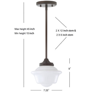 Kurtz School House Adjustable Drop Metal/Glass LED Pendant