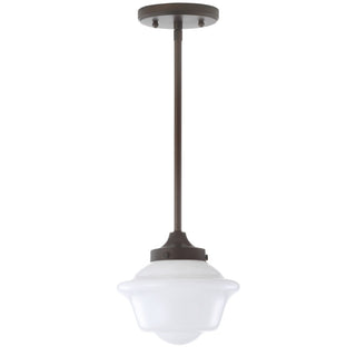 Kurtz School House Adjustable Drop Metal/Glass LED Pendant - JONATHAN Y