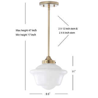 Kurtz School House Adjustable Drop Metal/Glass LED Pendant
