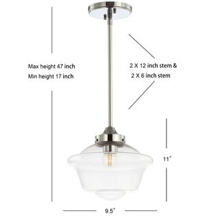 Kurtz School House Adjustable Drop Metal/Glass LED Pendant