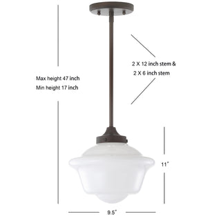 Kurtz School House Adjustable Drop Metal/Glass LED Pendant