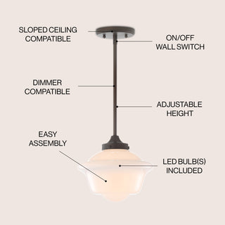 Kurtz School House Adjustable Drop Metal/Glass LED Pendant